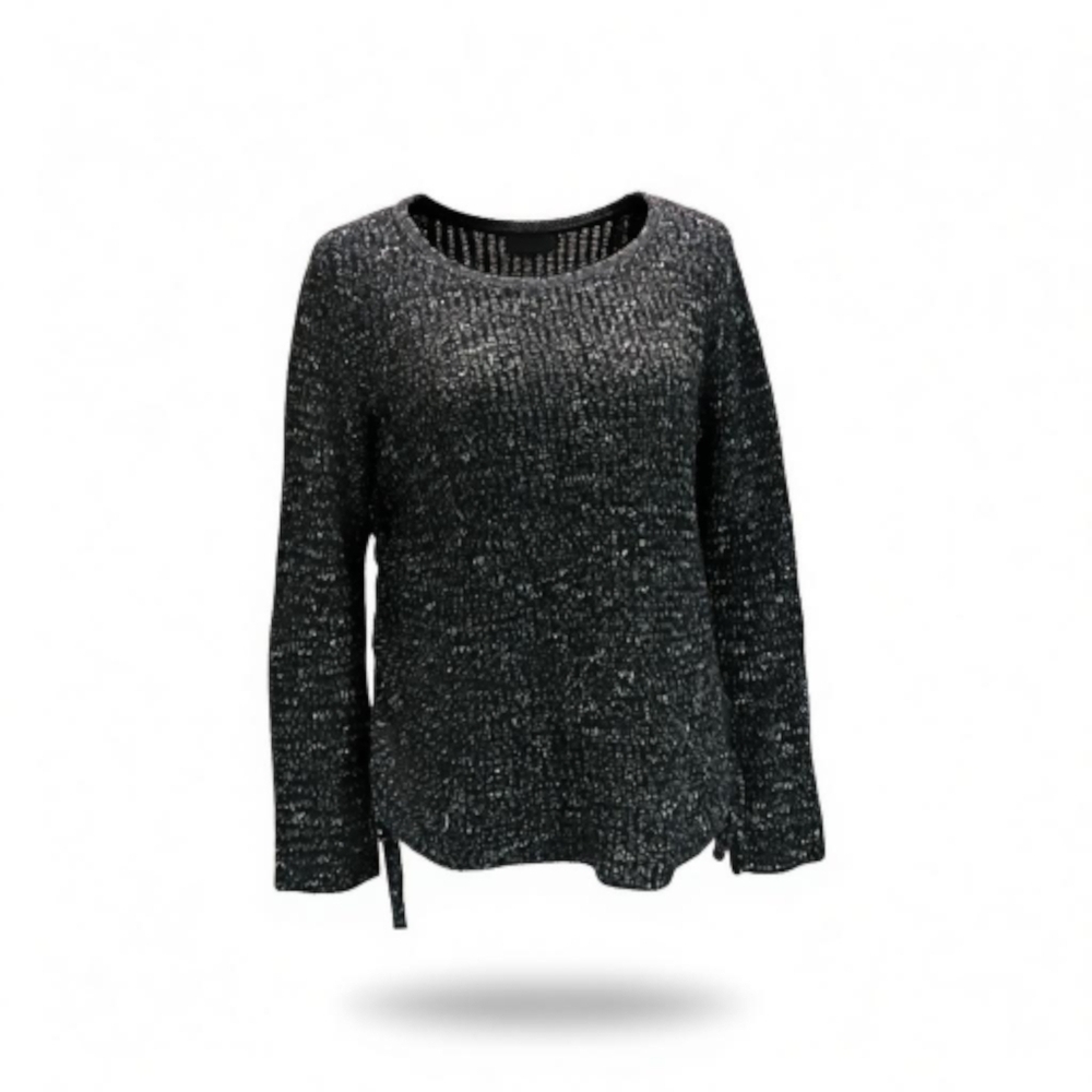 American Eagle Mottled Black & White Pullover Sweater w/ Side Ties Women's S